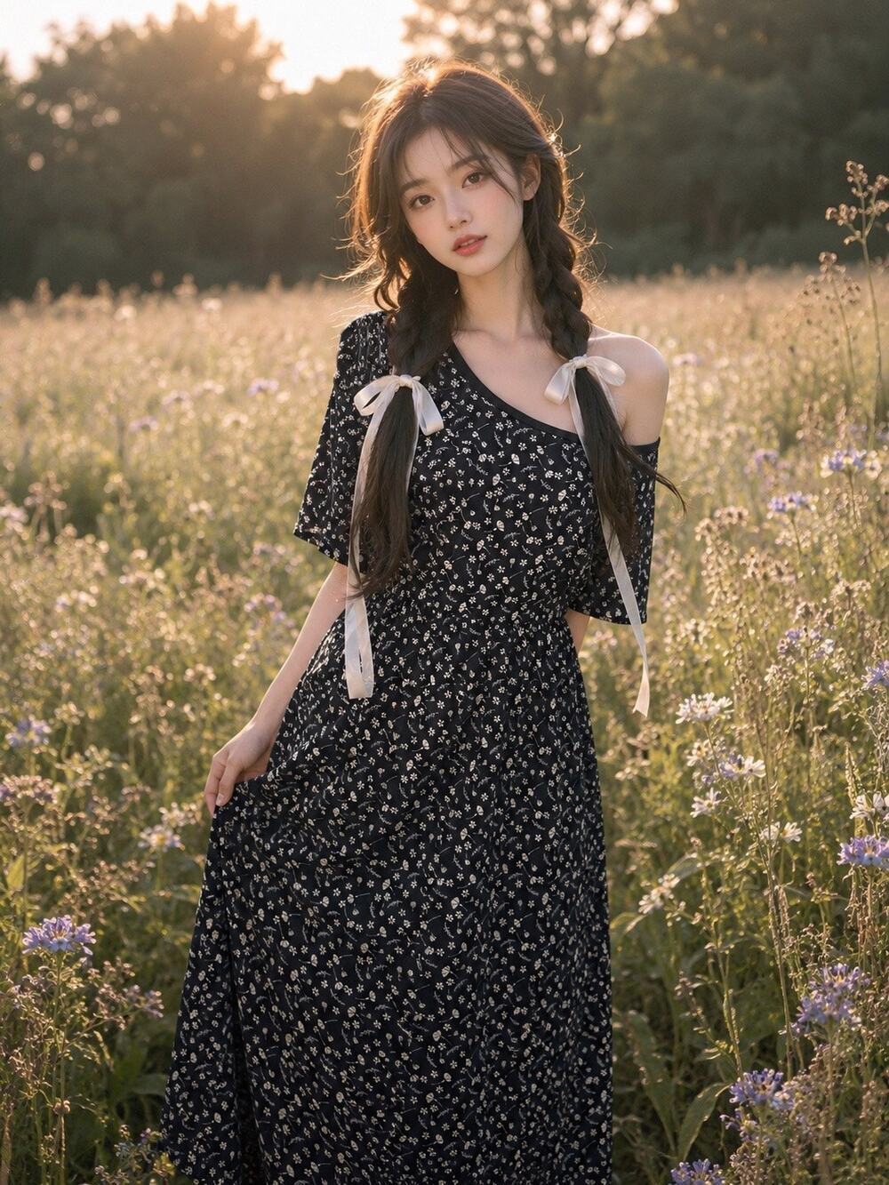 The Art of Slow Living soft Flowy floral print boho maxi dress